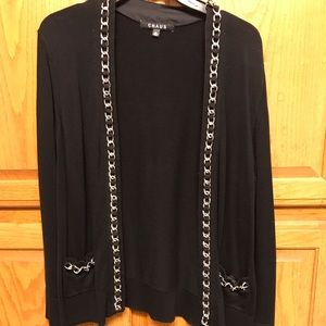 CHAUS METAL CHAIN OPEN FRONT CARDIGAN XL